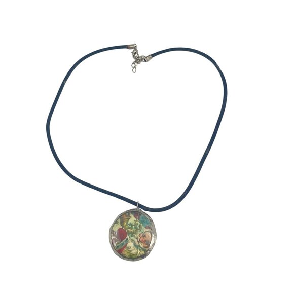 Vintage-Inspired Santa Pendant Necklace Adjustable Blue Cord Festive - Picture 2 of 7